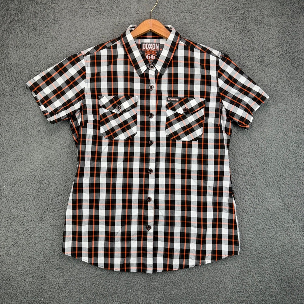 Dixxon Flannel Co Route 66 Motorcycles Bamboo Blend Plaid Button Up Shirt Mens L
